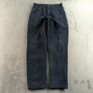 Vintage 90s Skotts Suede Jeans Womens 10 Black Faded High Rise Straight Leather